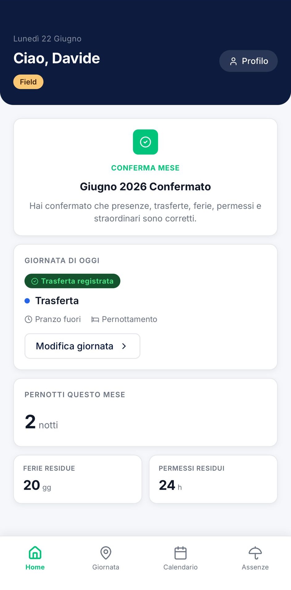 Dashboard dipendente